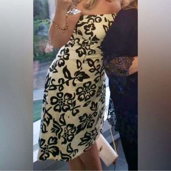 Vintage Y2K B. Smart Black and Cream Floral Strapless A-Line Dress size 11/12π - Picture 3 of 13